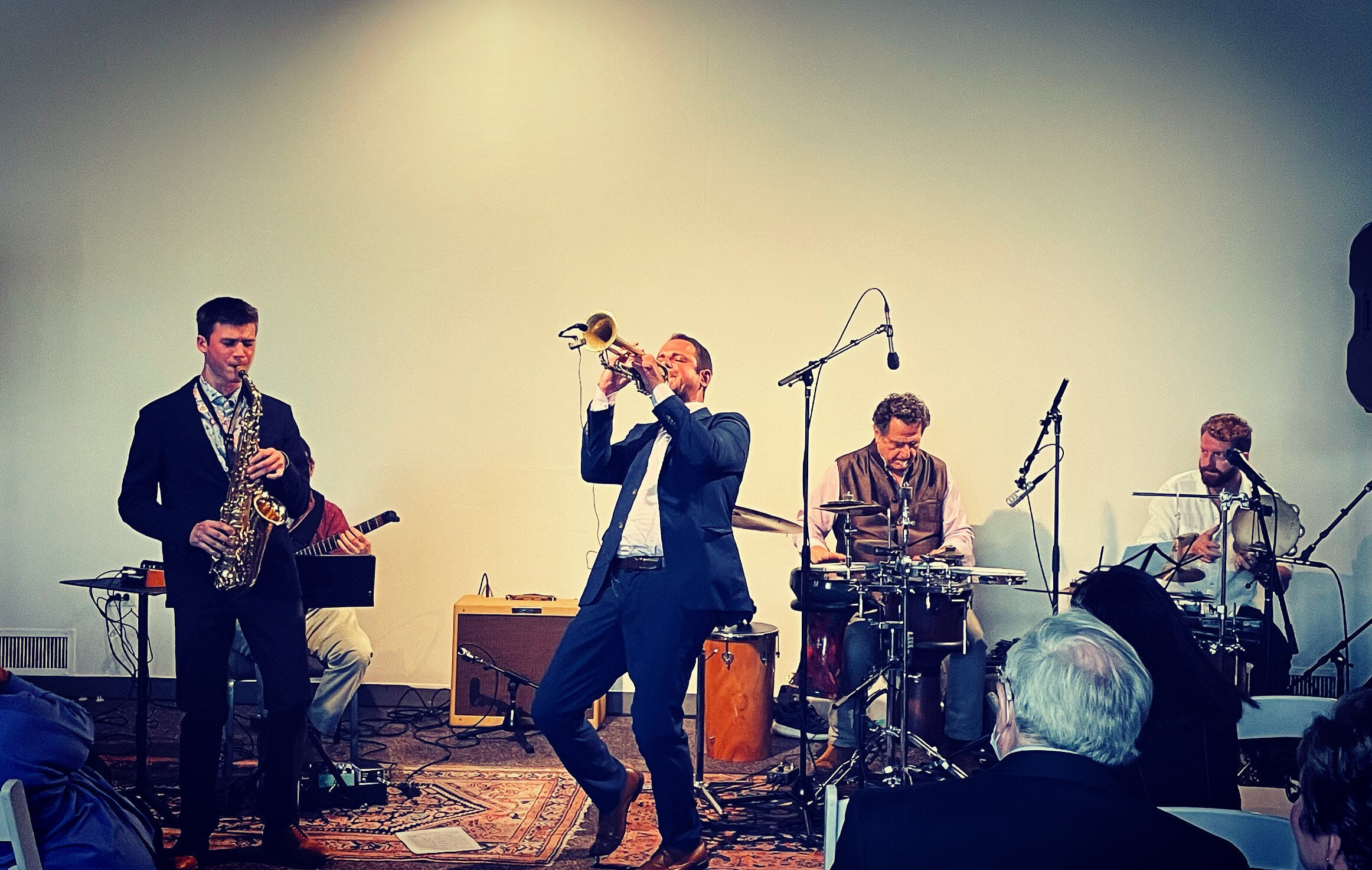 Dan Bruce-guitar, Dominick Farinacci-trumpet, Jamey Haddad-percussion, Patrick Graney-percussion Performance at Cleveland History Center  (Photo: Chris Francis)