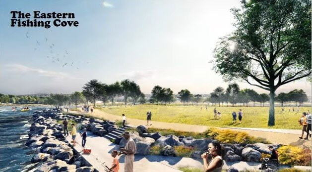 The fishing cove would retain and expand a popular amenity. Image courtesy of CHEERS.