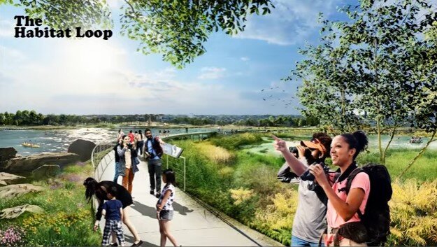 Trailways such as The Habitat Loop would connect visitors to nature. Image courtesy of CHEERS.