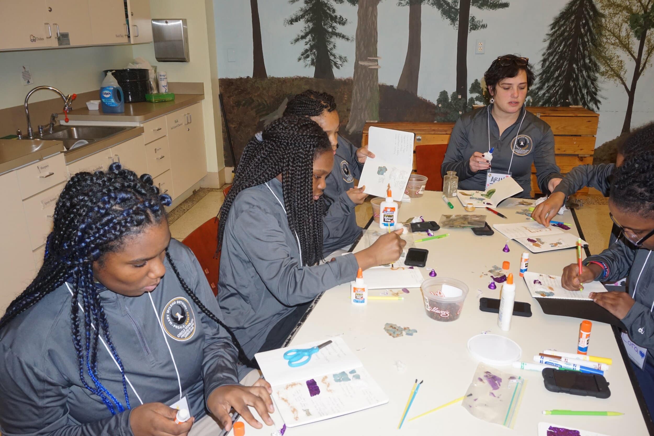 Participants in the after-school program, Circle Scholars, work on fun learning activities. Circle Scholars was created in 2015 to keep middle-schoolers engaged with learning while visiting local arts and cultural institutions.