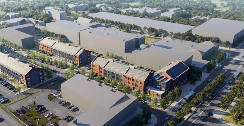 Aerial view of project on Euclid Ave.