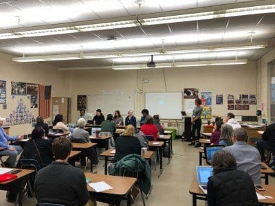 Pre-COVID-19, Euclid Students led an in-service workshop for teachers.