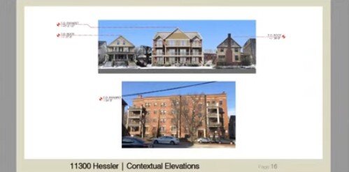 The proposed Hessler apartments shown in context.
