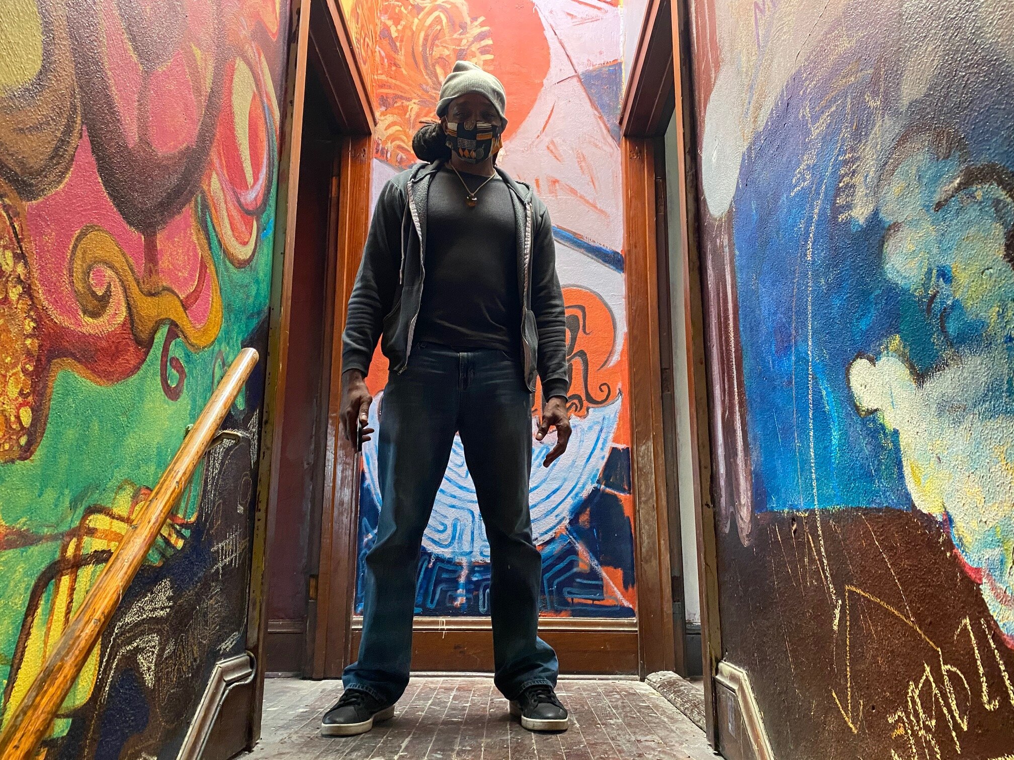 Jimmy Woody inside his future arts incubator at East 138th and Harvard Ave.