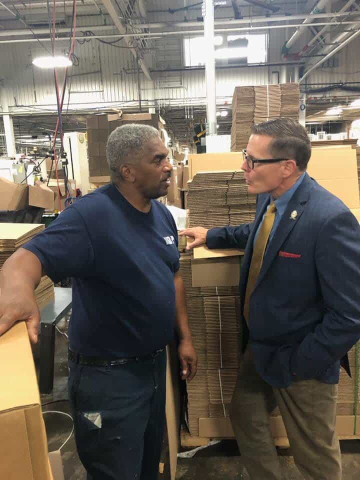 Kelley at a meeting with Buckeye Business Products. Contributed photo.