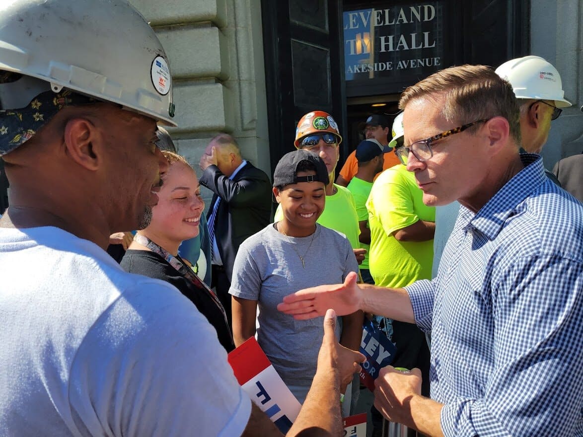 Ward 13 council member and Cleveland City Council president Kevin Kelley with the Cleveland Building and Construction Trades Council at Cleveland city hall. Contributed photo.
