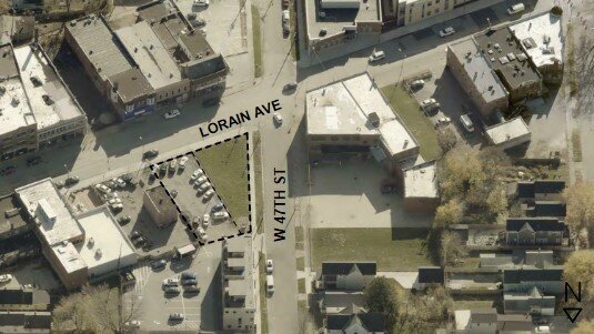 Site plan for Lorain and W. 47th townhomes.