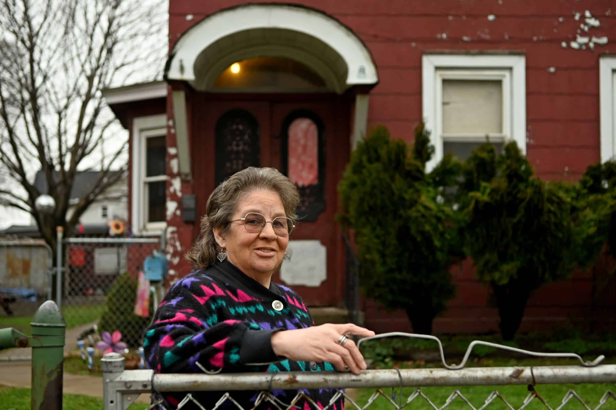 Lori Smathers, 59, outside her E. 49th Street home in Slavic Village. Photo: Tim Harrison.