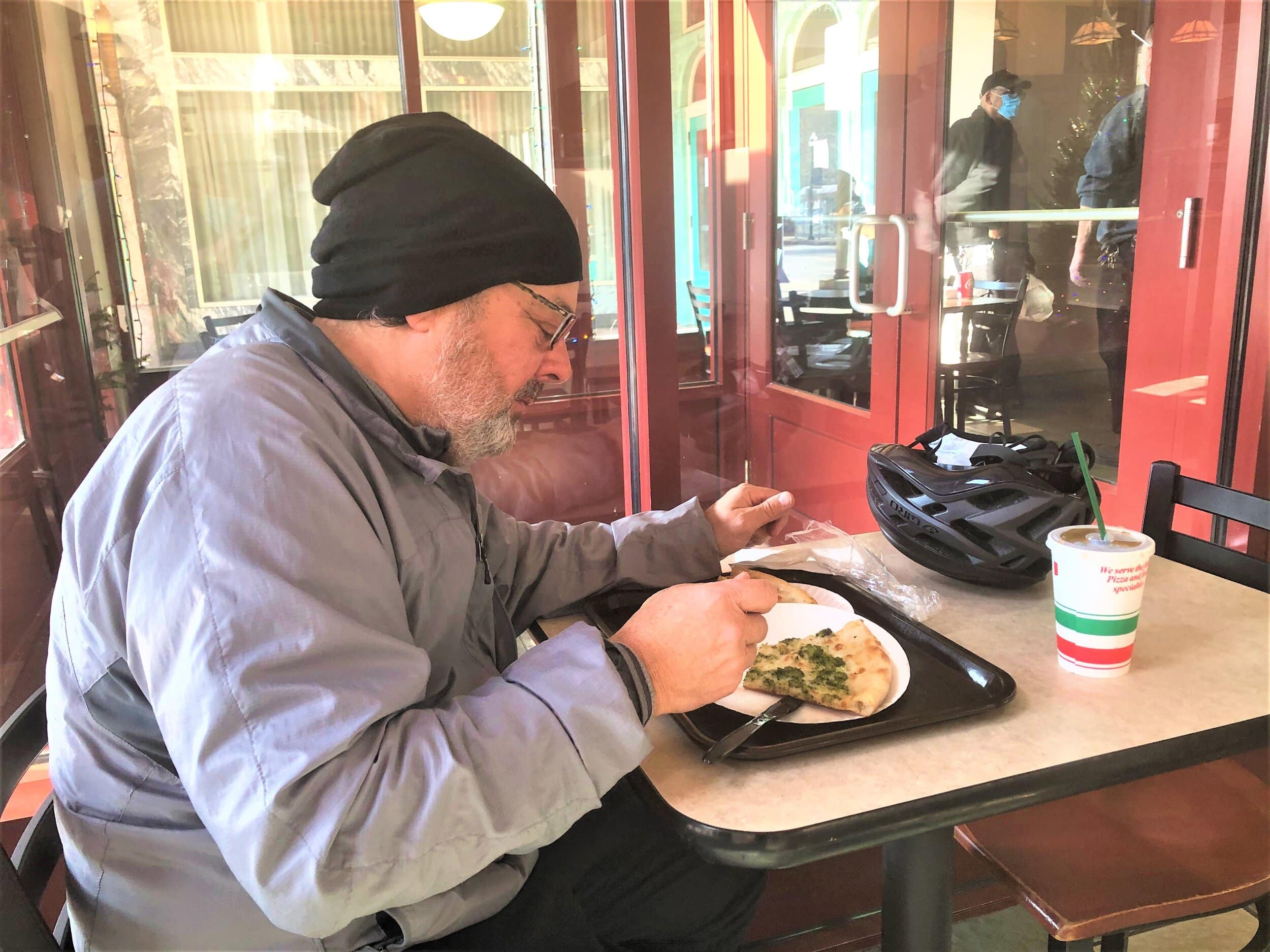 Marty Cader says he feels safe eating at Vincenza’s. Photo by Grant Segall.