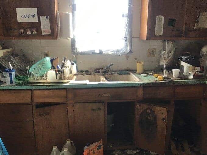 Photo of kitchen before CHS repairs.