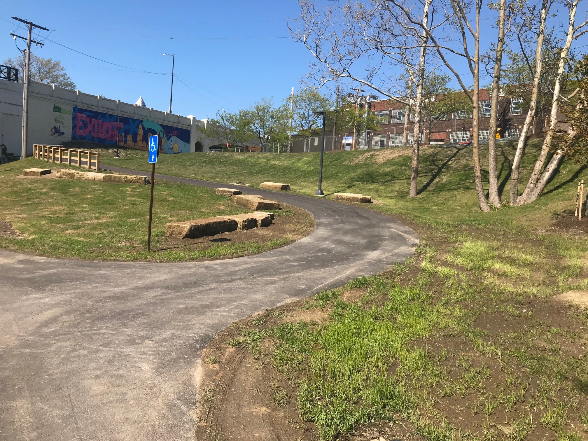 Red Line Greenway park at West 25th Street and Columbus Road in Ohio City.