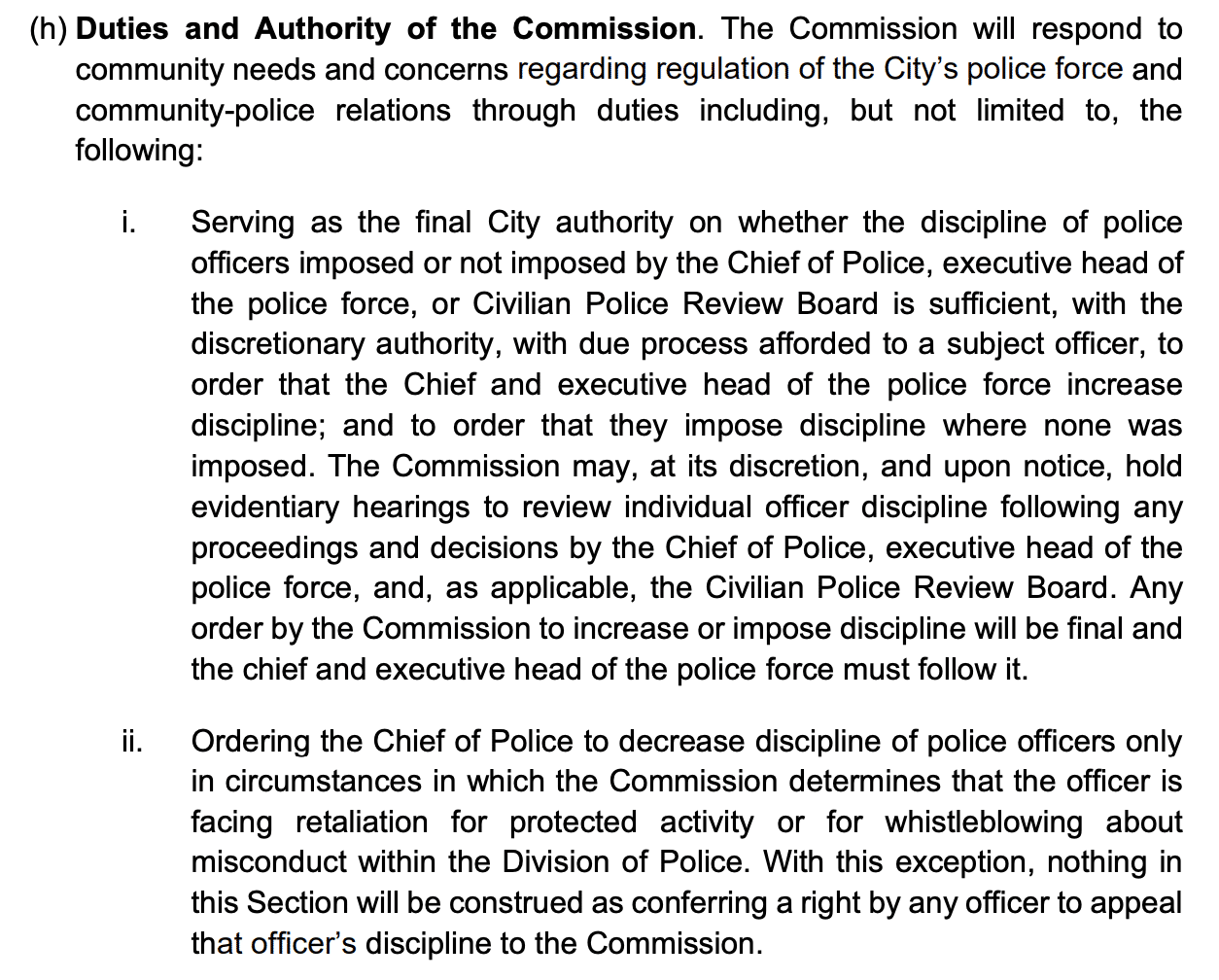 Screenshot of the proposed charter amendment.