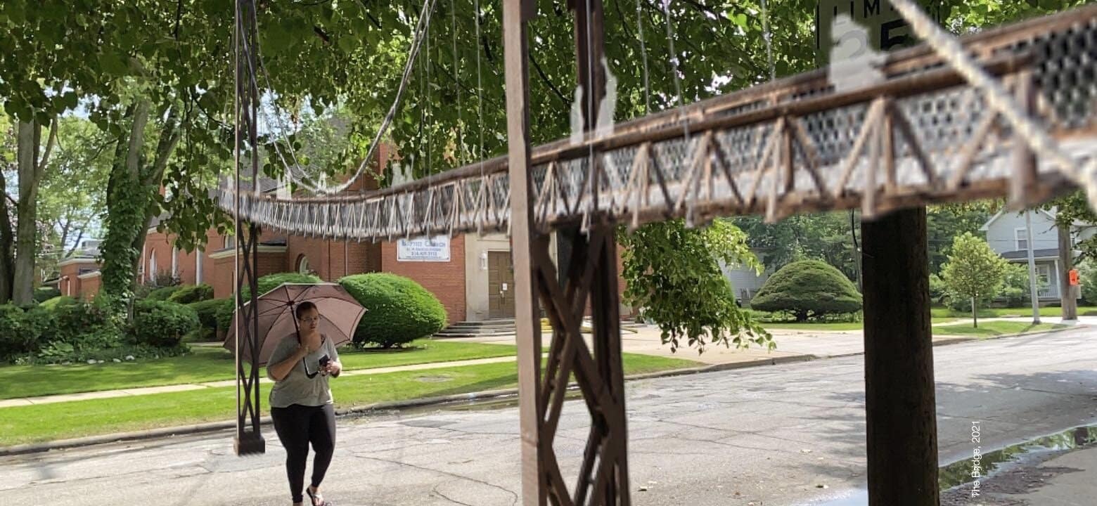 Artist Shani Richards’ replica of the Sidaway Bridge.