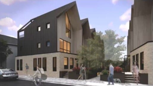 Rendering of West 17th Townhomes. Courtesy of Bialosky Architects.