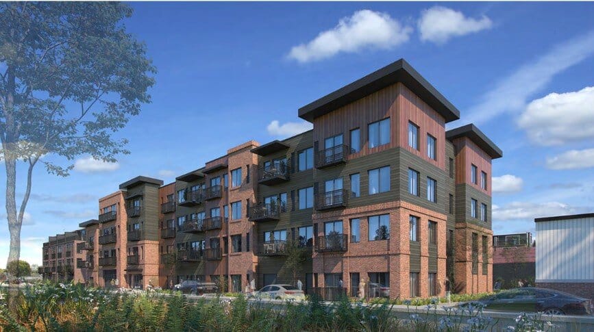 Rendering of proposed apartment building at Woodhill and East 123rd Street in Little Italy.