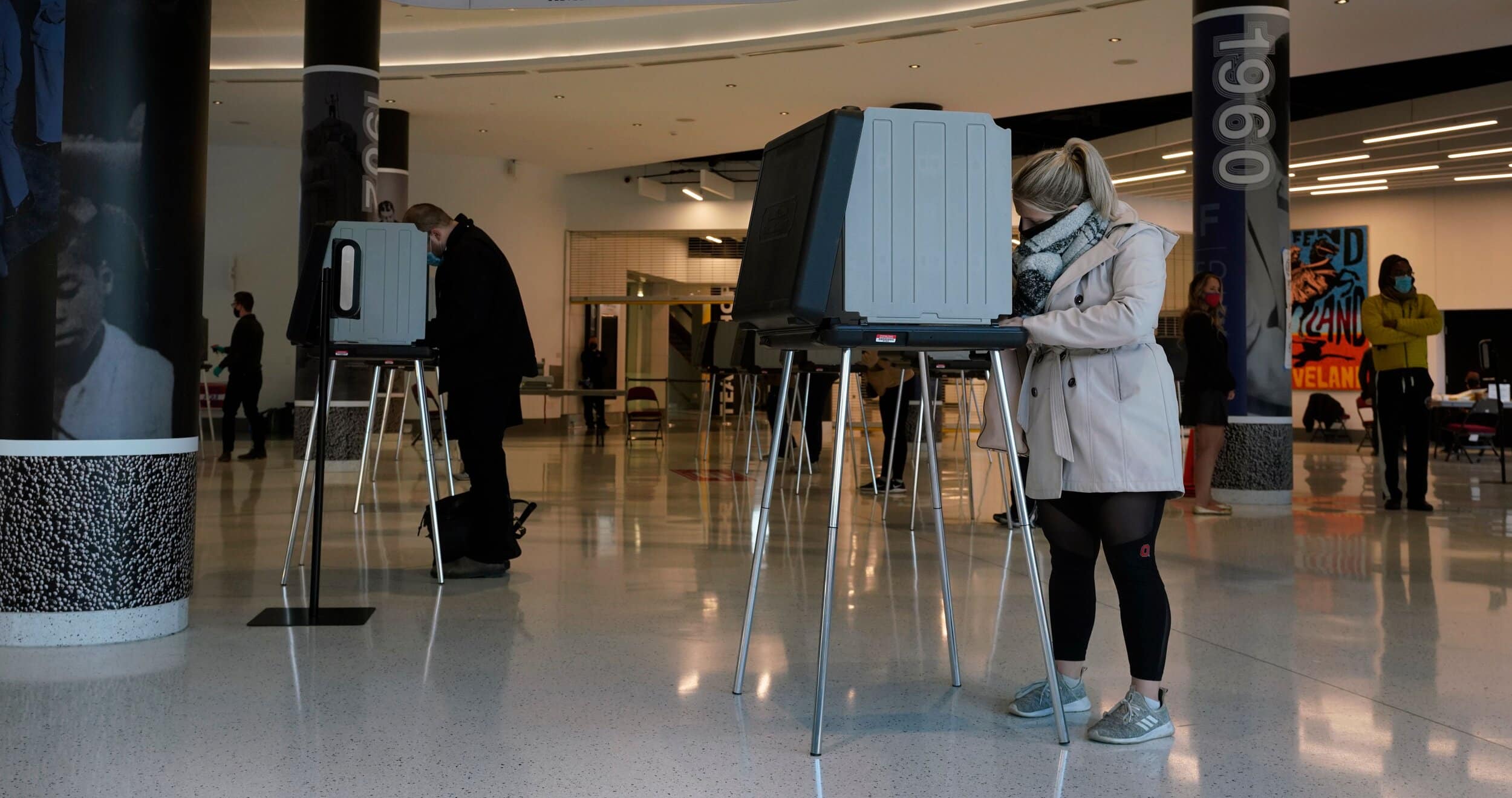 Voting at Rocket Mortgage Field House. Photo by Gus Chan.
