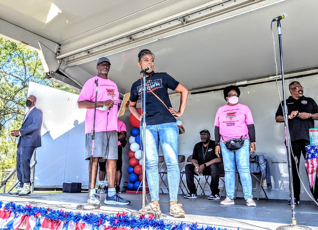 Shontel Brown at the Labor Day Parade. Photo by Grant Segall.