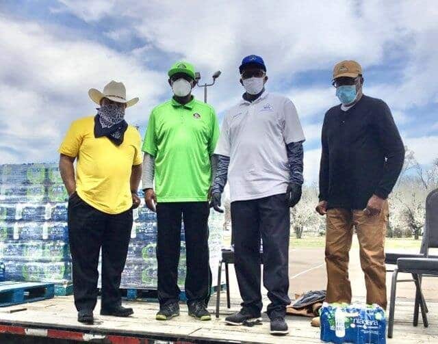(L to R) Rev. R.A. Prince; Rev. Leonard T. King; Rev. John A. Wick, Mt. Nebo pastor; Rev. Donald Newsome