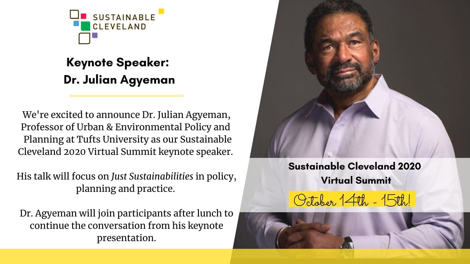 Dr. Julian Agyeman presented at the Sustainable Cleveland summit.