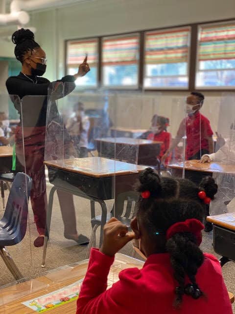 Students learning in person at St. Thomas Aquinas School in Cleveland.