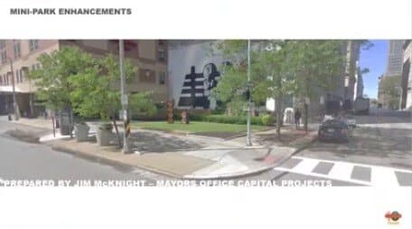 An image of the mini-park enhancements. Courtesy of LAND Studio.