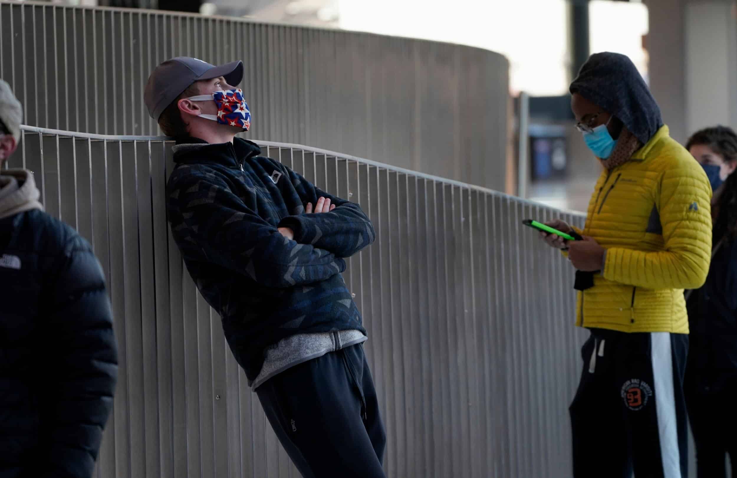 Voters waiting in line at Rocket Mortgage Field House. Photo by Gus Chan.