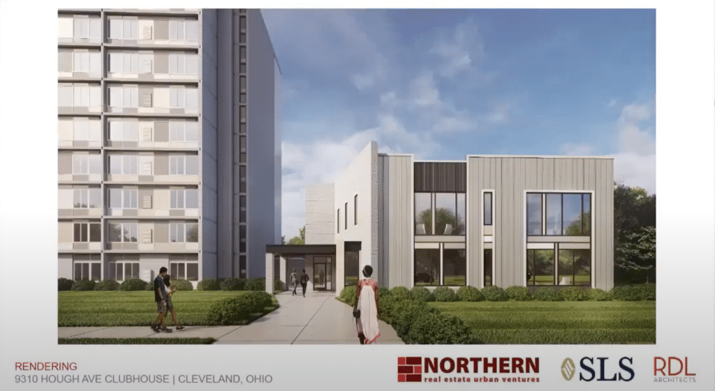 Rendering of the 9410 Hough project amenity building. 