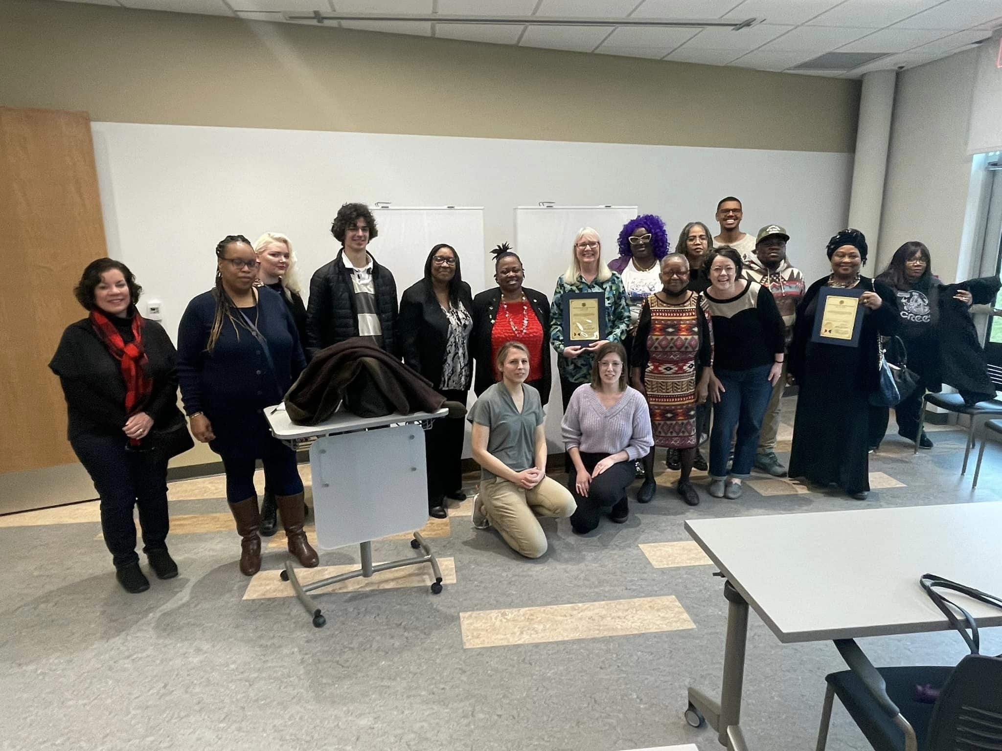 Community journalism grads at the Hough library branch in March 2023.